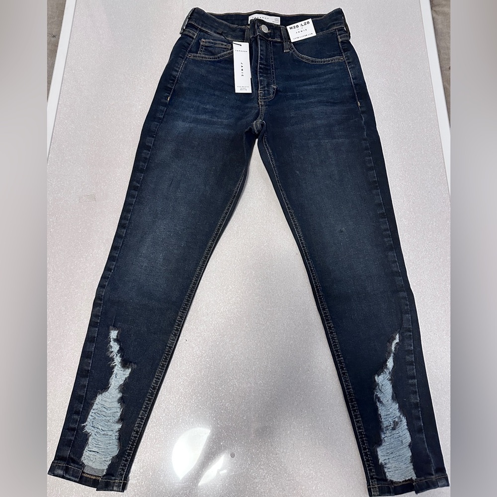 - TOPSHOP Jaime High Waisted Ripped Skinny Jean